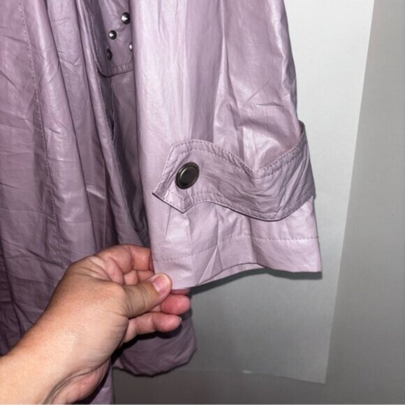 Via Spiga Women's Pinkest Rain Coat Studded Details Double Pockets Sash Spring - Picture 13 of 14